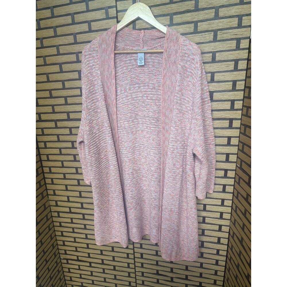 Catherine’s Pink And Orange Marled Knit Cardigan Size 1X‎